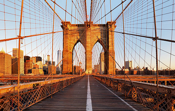 бруклинский мост, нью йорк, никто - new york city brooklyn bridge brooklyn bridge стоковые фото и изображения