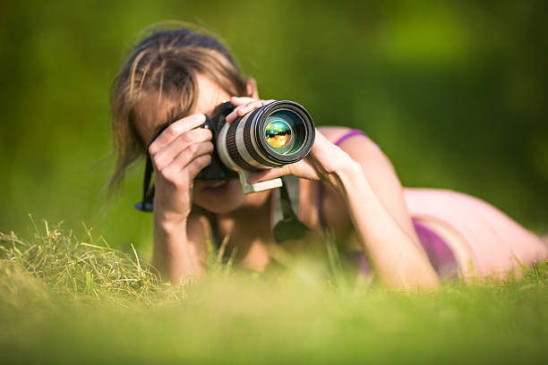 istock Pretty, female photographer 523620959