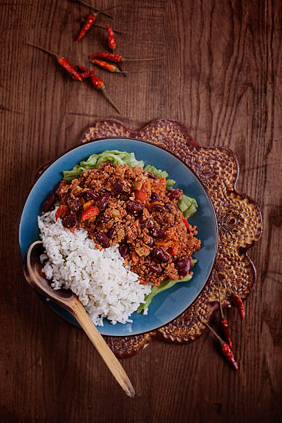 istock Chili Con Carne with rice and hot pepper 523621738