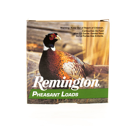 Winneconne, WI, USA  - 20 April 2015:  Box of pheasant load shotgun shells made by Remington.