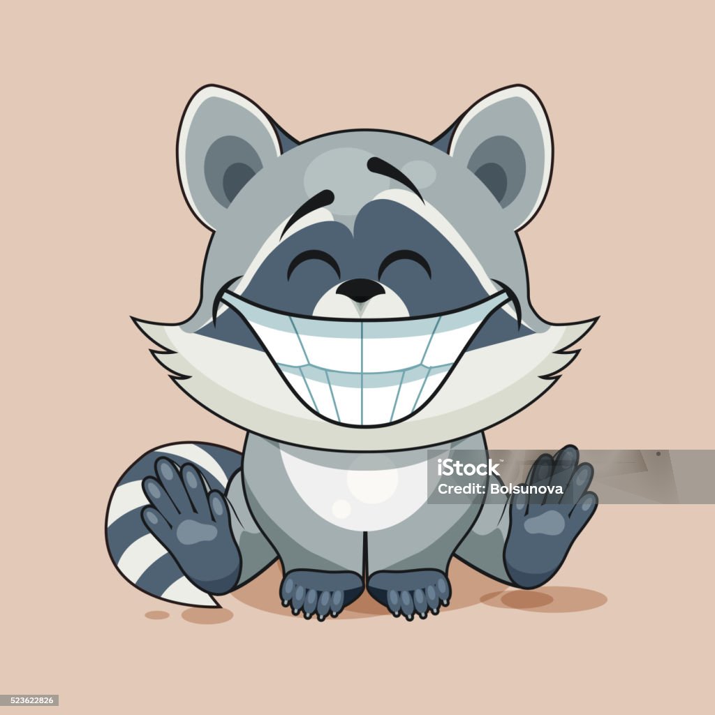 Cub de raton laveur avec un large sourire. - clipart vectoriel de Animaux de compagnie libre de droits