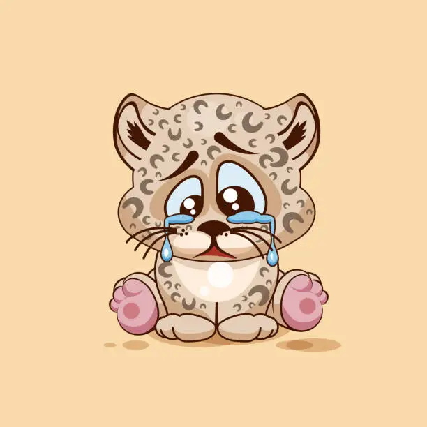 Vector illustration of Sad Leopard cub crying