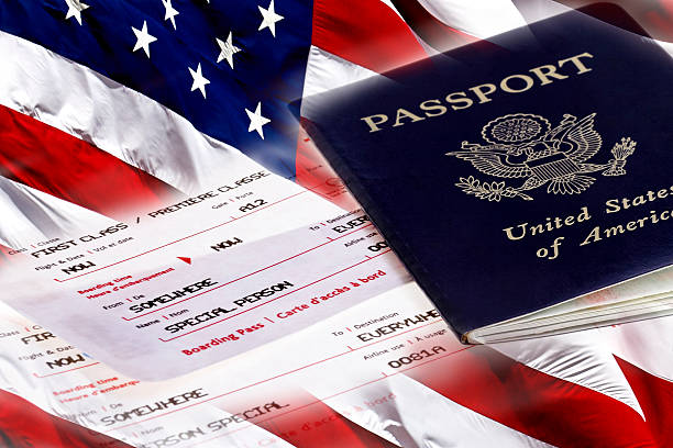 istock American Flag with US Passport and Boarding Passes 523625516