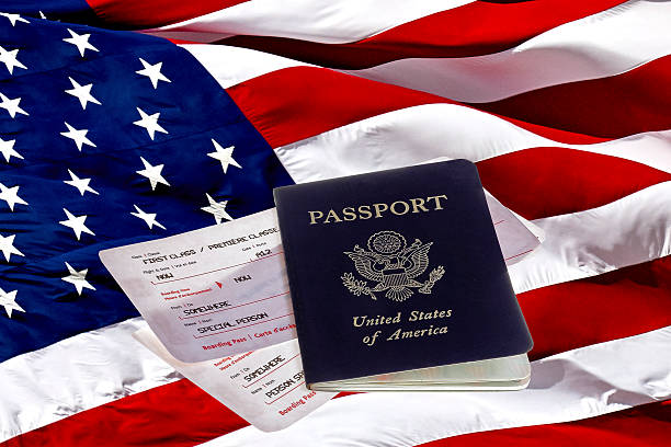 istock US Passport, Boarding Passes and American Flag 523625808