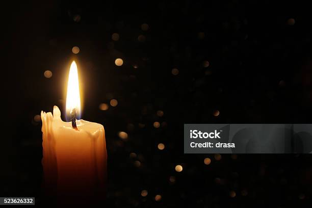 Candles Burning At Night Stock Photo - Download Image Now - Candle, Dark, Backgrounds