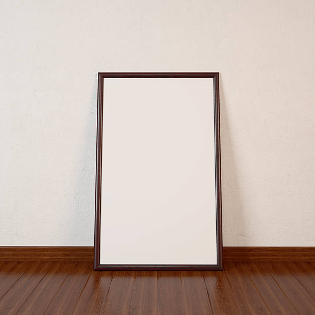 istock Big blank Frame on dark wooden floor. 3d rendering. 523627620