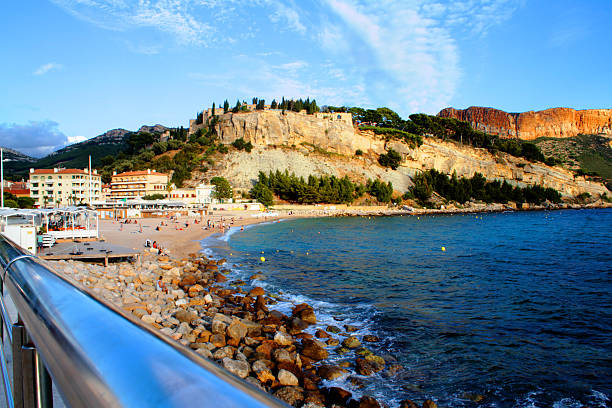 Beach in Cassis Beach in Cassis, Provence, France french currency stock pictures, royalty-free photos & images