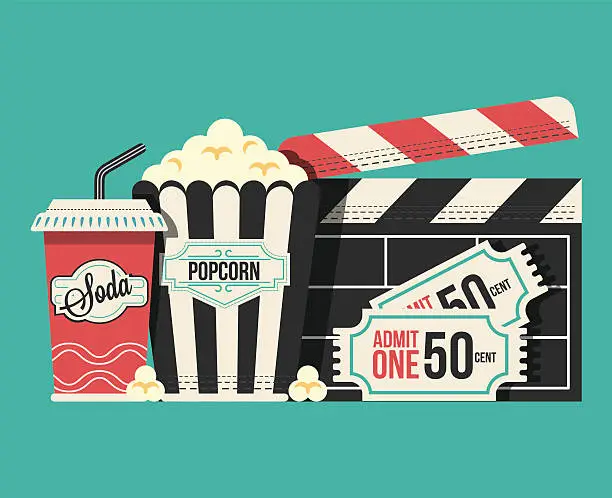 Vector illustration of Retro movie flat cartoon lllustration