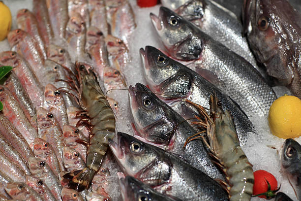 istock Details raw fishes on the counter 523629827