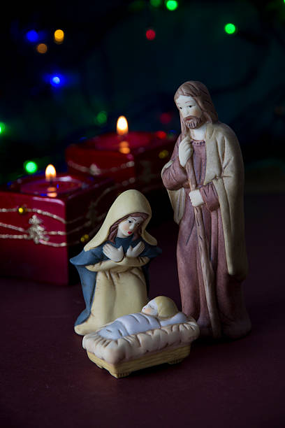 istock Nativity Scene with Lights and Candles 523631807