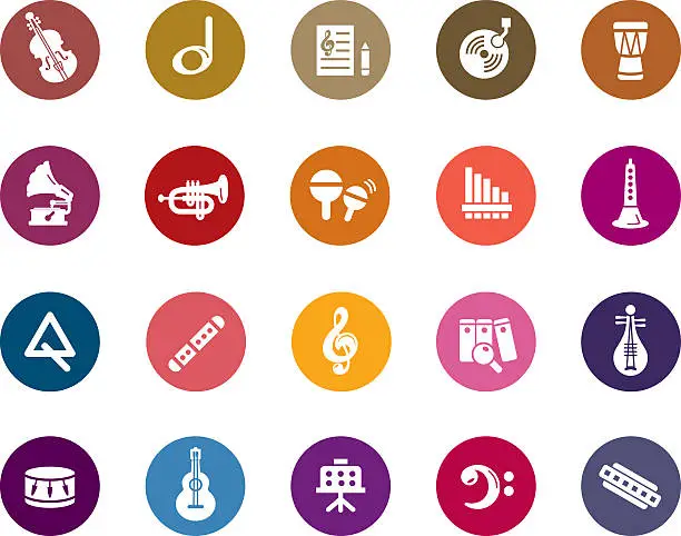 Vector illustration of Music Color Icons