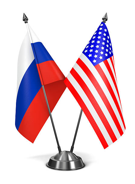 istock Russia and USA - Miniature Flags. 523634655