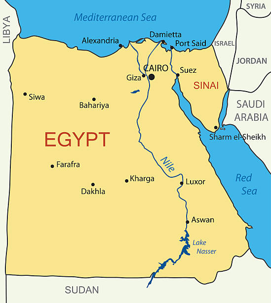 arab republic of egypt-벡터 맵 - sinai peninsula stock illustrations