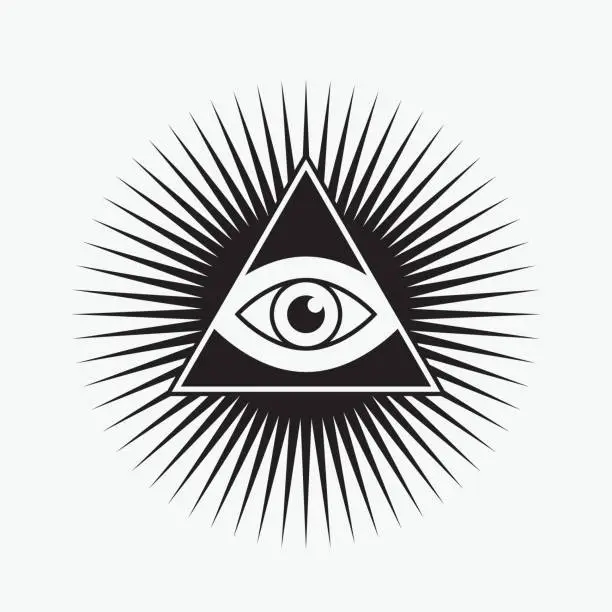 Vector illustration of All seeing eye symbol, star shape