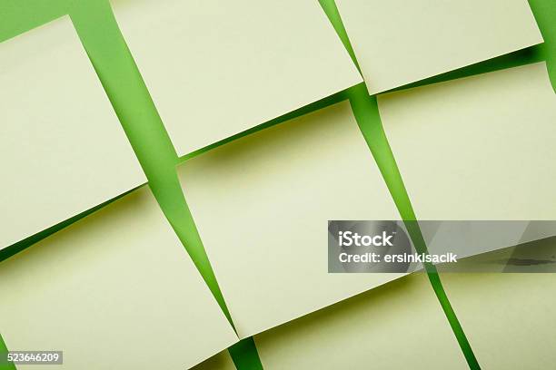 Adhesive Notes On Green Wall Stock Photo - Download Image Now - Adhesive Note, Color Image, Cut Out