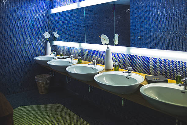 현대적이다 일반공개 욕실 - paper towel public restroom hygiene cleaning 뉴스 사진 이미지
