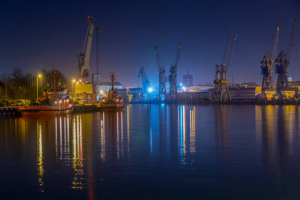 istock Industrial Port in night 523648593