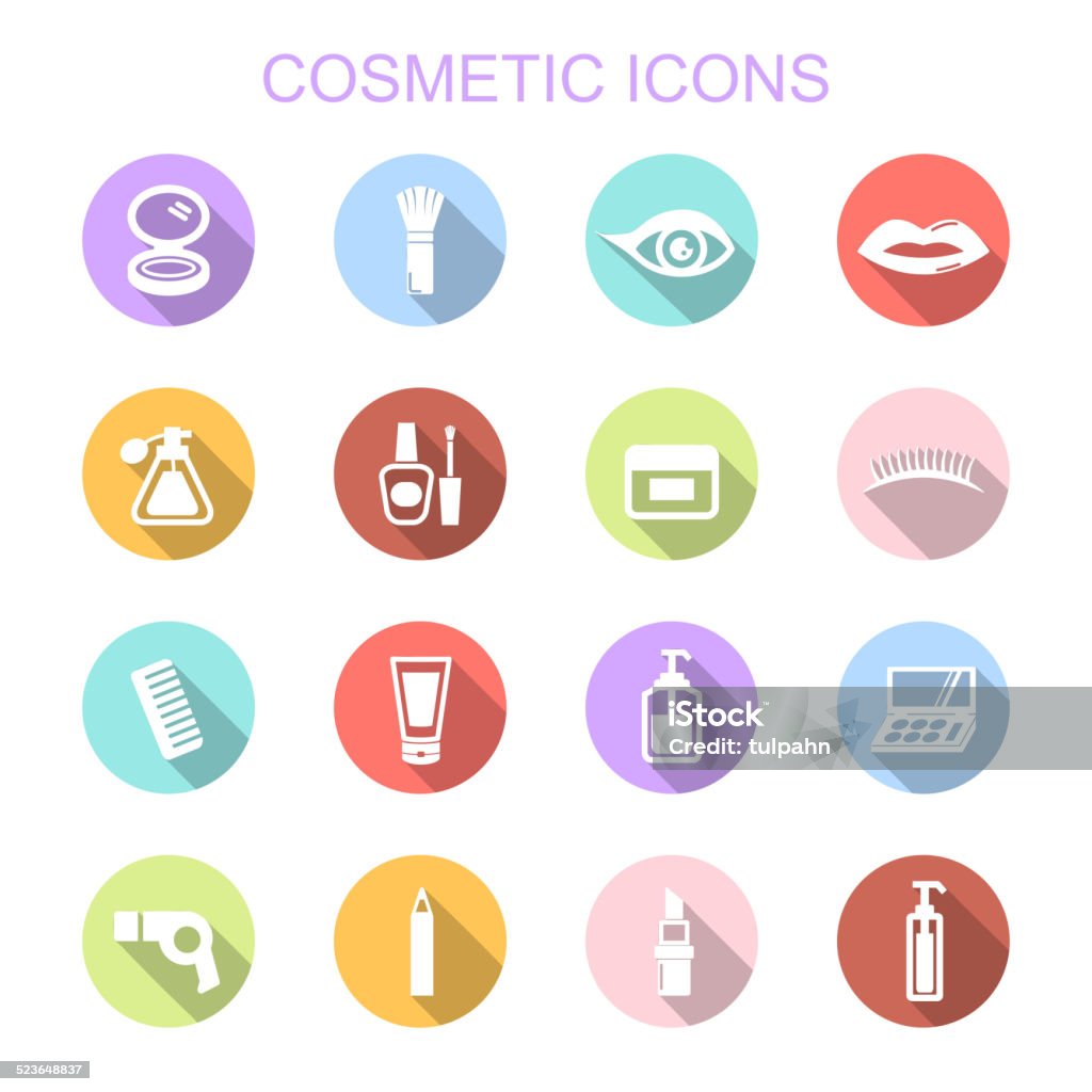 cosmetic long shadow icons cosmetic long shadow icons, flat vector symbols Adult stock vector