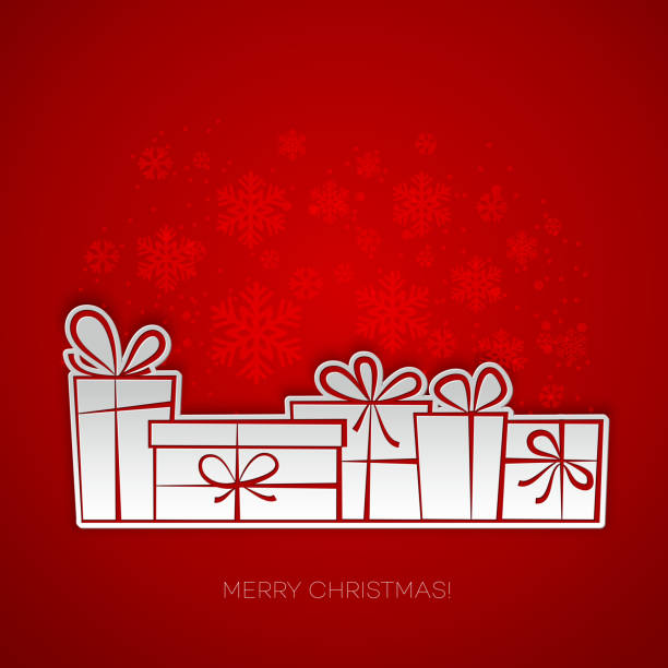 ilustrações, clipart, desenhos animados e ícones de feliz natal cartão de saudação de presentes. design de papel - customer symbol illustration and painting label