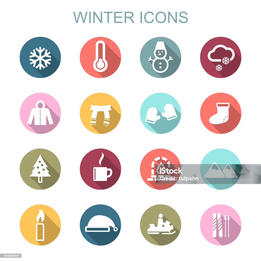 winter long shadow icons winter long shadow icons, flat vector symbols Candle stock vector
