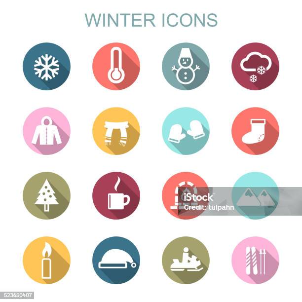 Winter Long Shadow Icons Stock Illustration - Download Image Now - Candle, Christmas, Christmas Decore Candle
