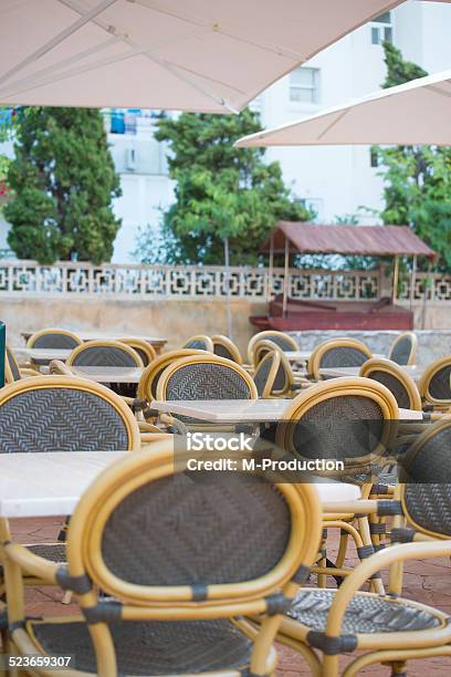 Empty Outdoor Street Cafe Chairs With Tables Stock Photo - Download Image Now - Arranging, Banquet, Breakfast