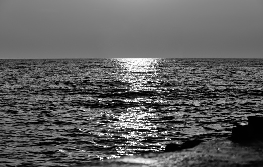 Sunset in the black & white. Black Sea