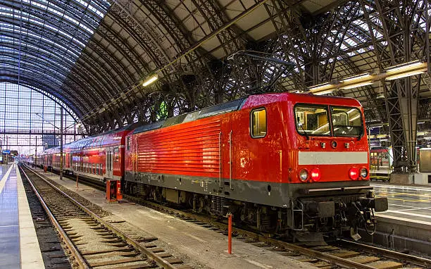 Photo of Electric locomotive with regional train in Frankfurt, Germany