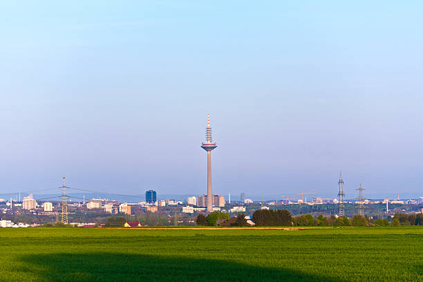 skyline of Frankfurt in sunset