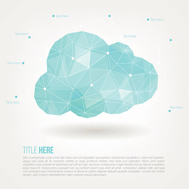 cloud computing polygon (wygładzony wielokąt) - cloud three dimensional symbol technology stock illustrations