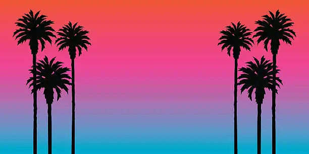 Vector illustration of Palm Tree Sunset Background