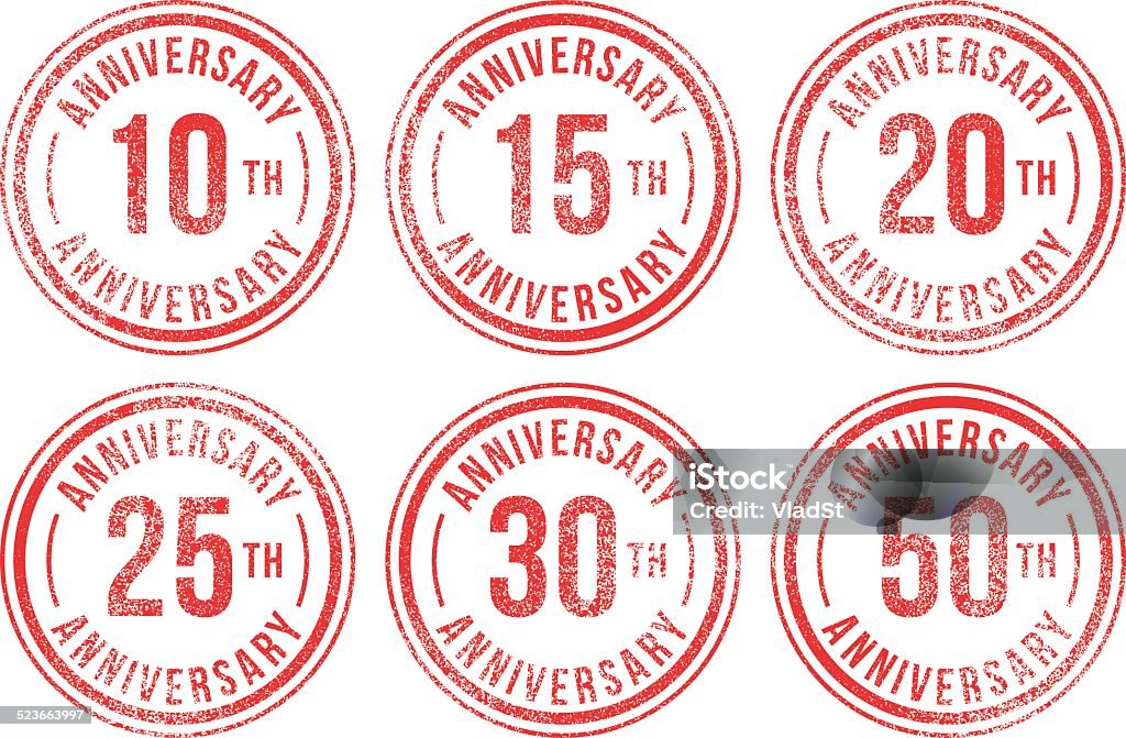 Anniversary rubber stamps Anniversary (10th, 15th, 20th, 25th, 30th, 50th) rubber stamps. Anniversary stock vector