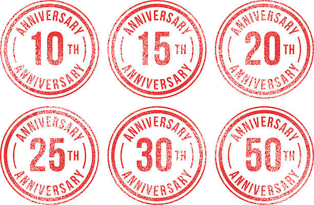 Anniversary rubber stamps Anniversary (10th, 15th, 20th, 25th, 30th, 50th) rubber stamps. 20 29 years stock illustrations