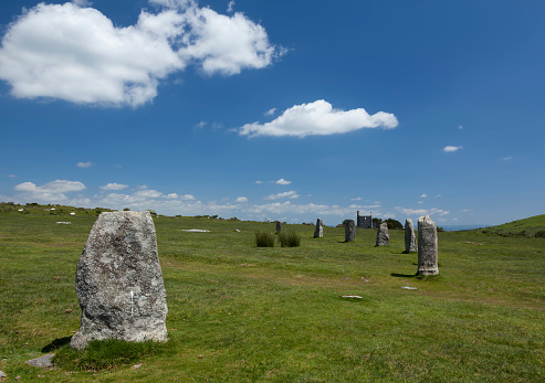 The Hurlers stone circle near Liskeard, Cornwall, horizontal
