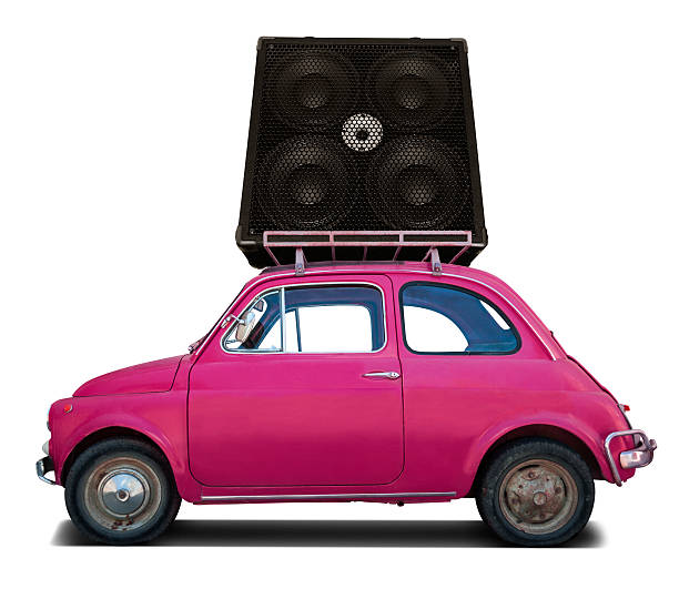 sound system on the roof of a compact car - car stereo imagens e fotografias de stock