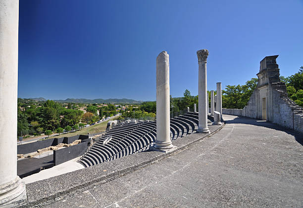 The extensive Roman ruins at Vaison-La-Romaine, Provence, France stock photo