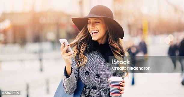 Texting Stock Photo - Download Image Now - Beautiful Woman, City, 20-29 Years