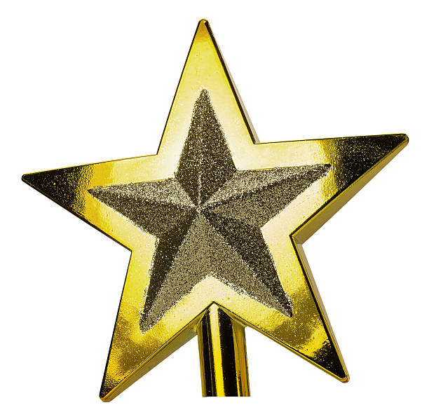 istock golden Christmas star isolated on the white background 523679609