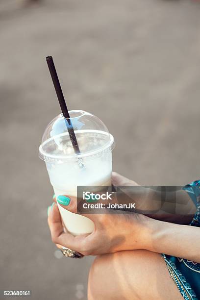 Woman With Glasses Drinking Milkshake Stock Photo - Download Image Now - Adult, Arts Culture and Entertainment, Autumn