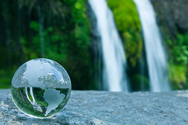 istock Waterfalls behind the Glassy Globe 523689424