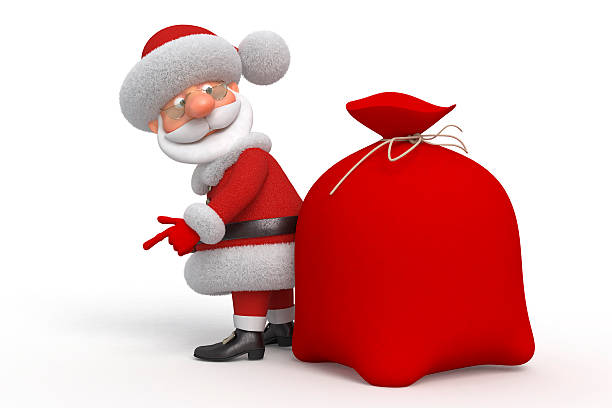 istock 3d Santa Claus with a bag 523691013
