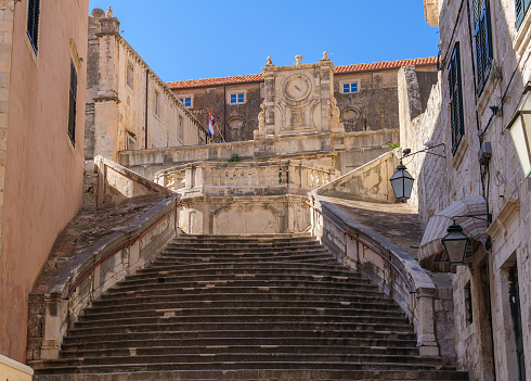 Staircase leading up to the Jesuit Church of St. Ignatius Loyola and the old Collegium Ragusinum in Dubrovnik