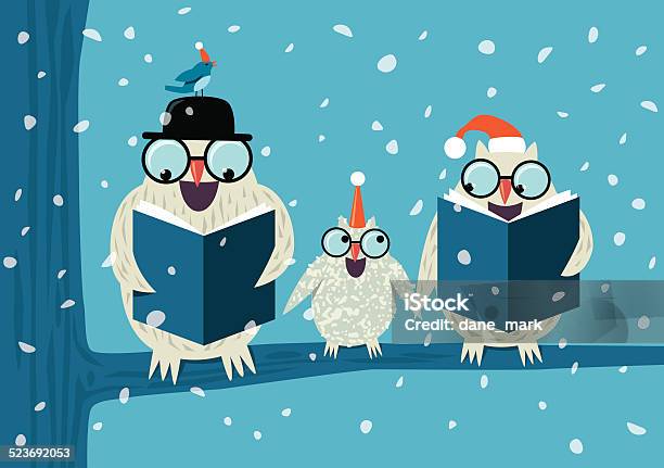 Singing Owls Stock Illustration - Download Image Now - Book, Winter, Snow