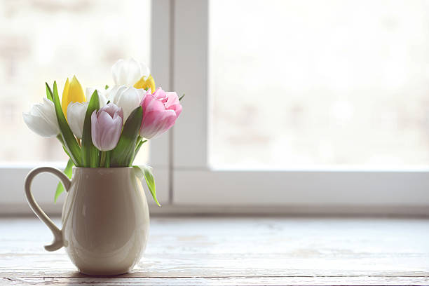 bukiet kolorowych tulipanów - tulip single flower flower yellow zdjęcia i obrazy z banku zdjęć