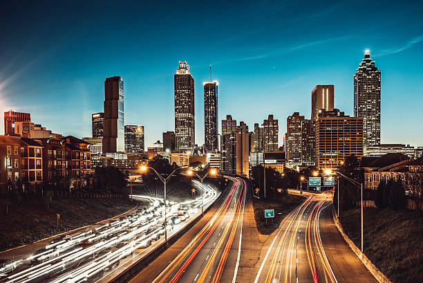 Atlanta Skyline at Dusk Atlanta Skyline at dusk, Georgia. USA. atlanta skyline stock pictures, royalty-free photos & images
