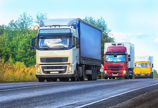 istock trucks go on the highway 523694044