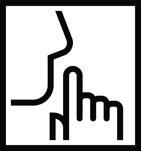 Keep silence icon ​Black outline vector sign of man asking to keep silence, holding his forefinger on his lips finger on lips stock illustrations