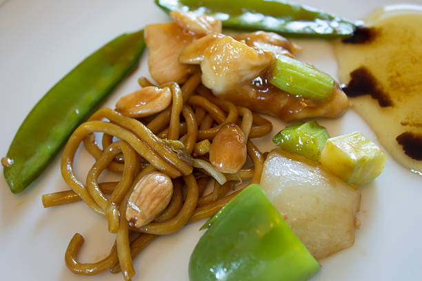 istock Noodles with Chicken,Almonds and Vegetables 523694582