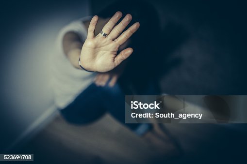 Woman Sitting On Bed With Fear And Lower Head, Bruises On Body, Sexual  Violence , Sexual Abuse, Human Trafficking With Shadow Edge And Black  Shadow Stock Photo, Picture and Royalty Free Image.