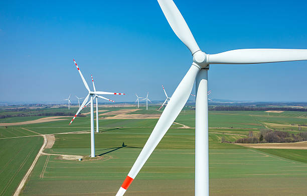 istock Aerial view on the windmills 523695612